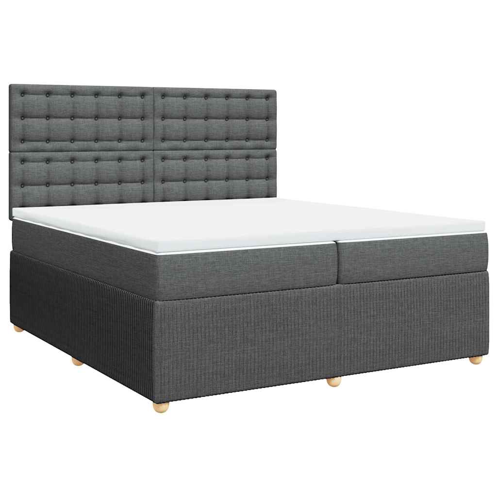 Box spring bed with mattress dark grey 200x200 cm fabric