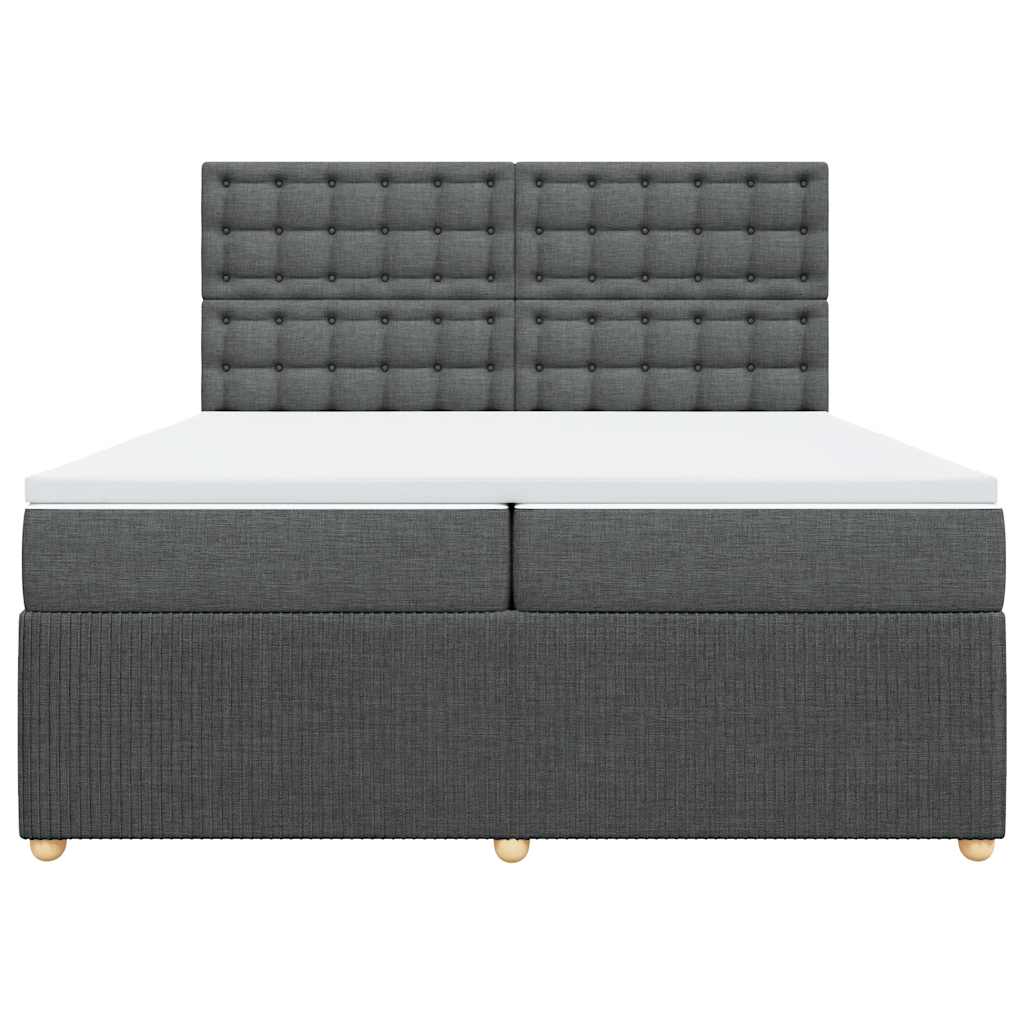 Box spring bed with mattress dark grey 200x200 cm fabric