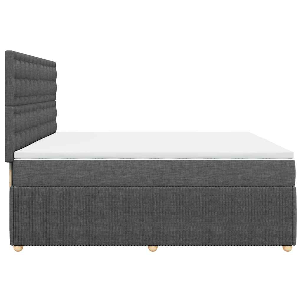 Box spring bed with mattress dark grey 200x200 cm fabric