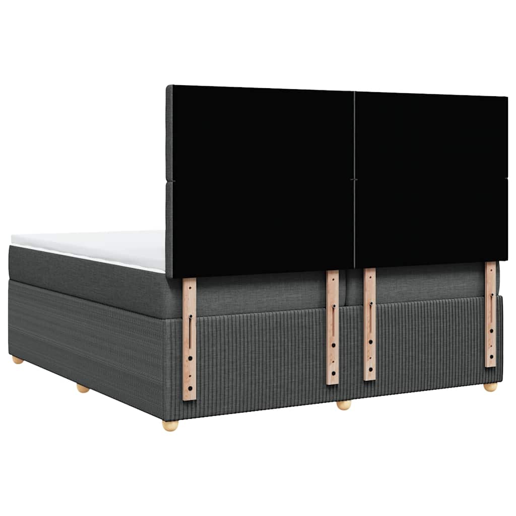 Box spring bed with mattress dark grey 200x200 cm fabric