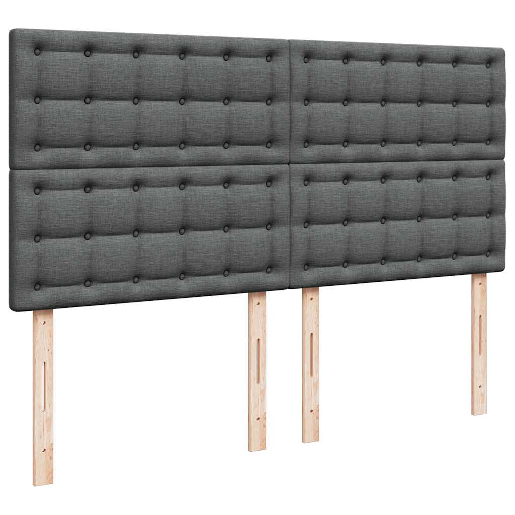 Box spring bed with mattress dark grey 200x200 cm fabric