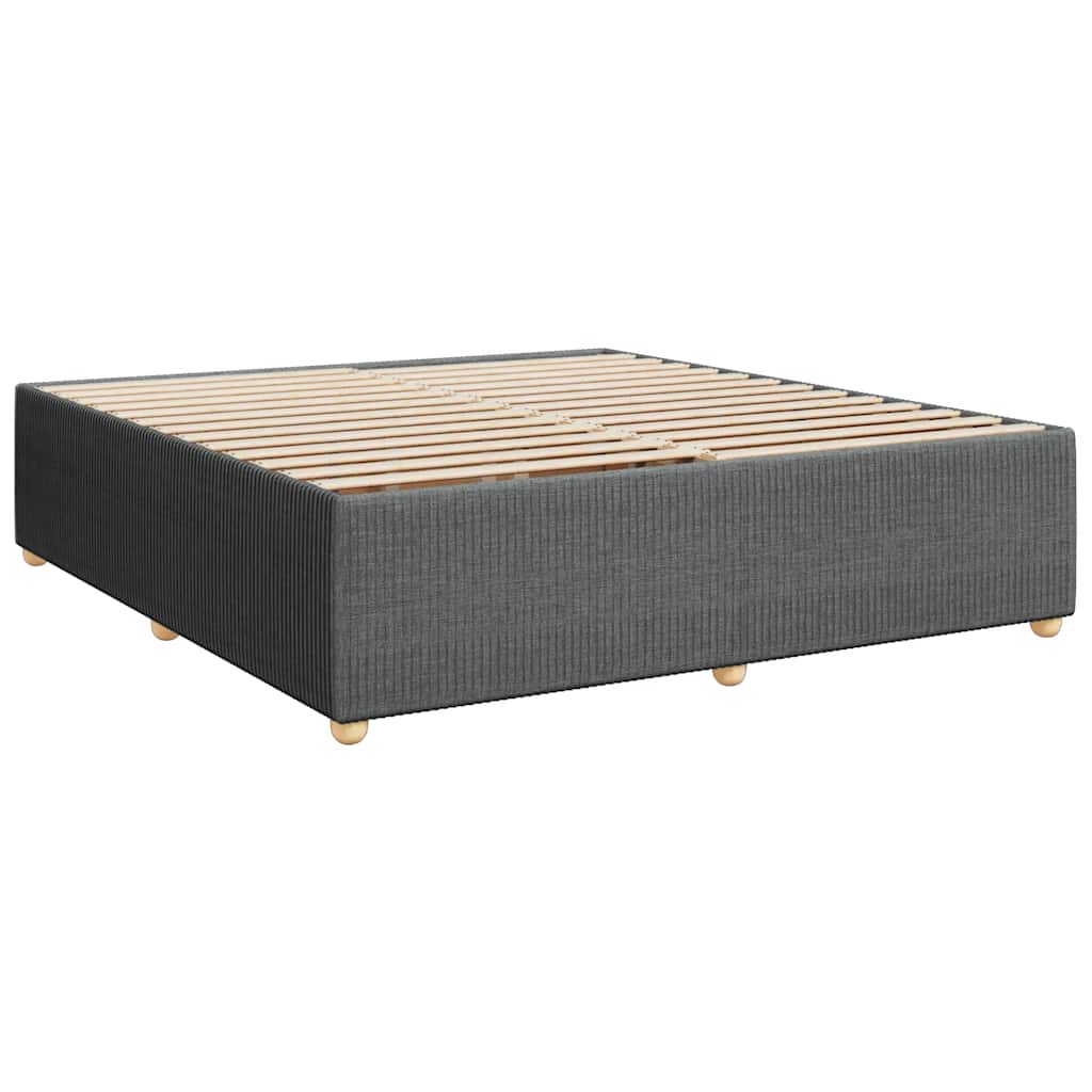 Box spring bed with mattress dark grey 200x200 cm fabric