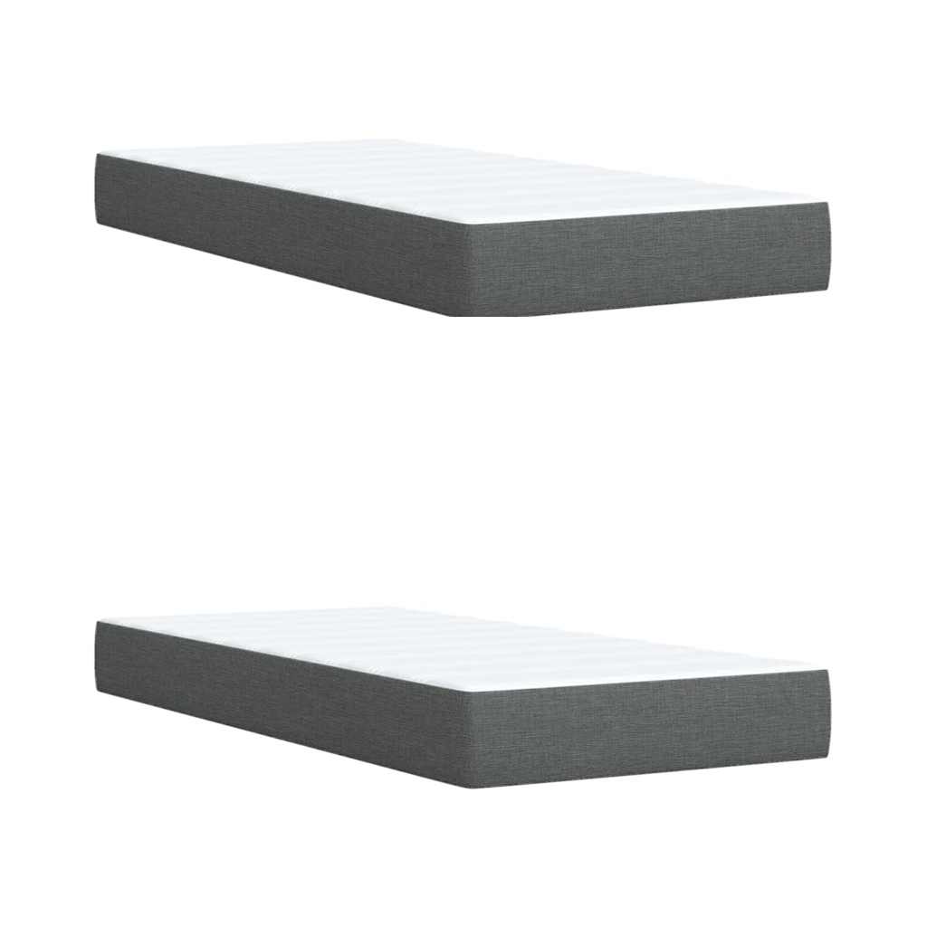 Box spring bed with mattress dark grey 200x200 cm fabric