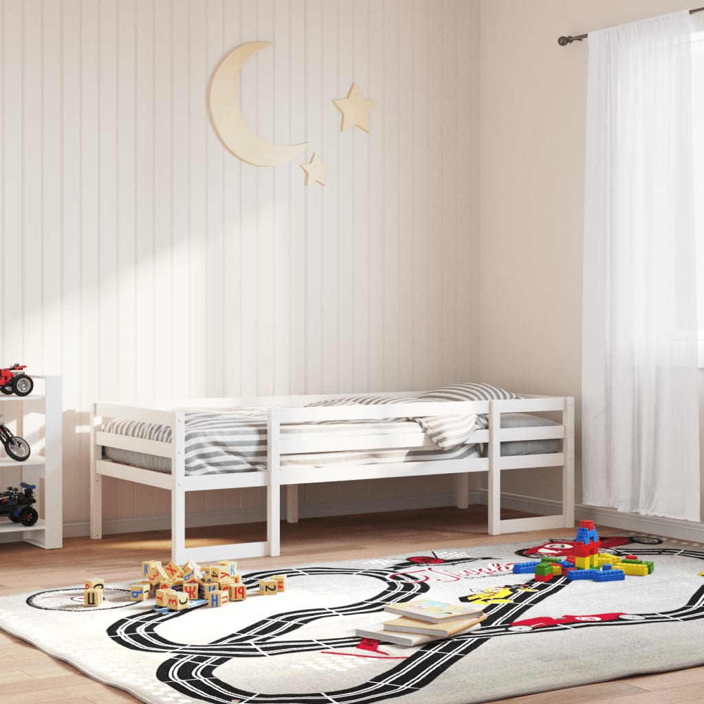 Children's bed white 75x190 cm solid pine wood