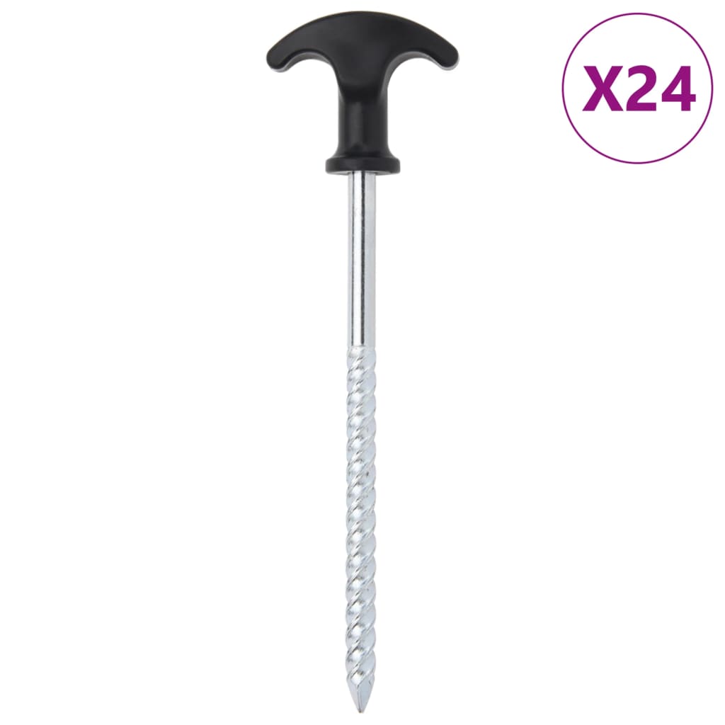 Tent pegs 24 pcs. 17 cm Ø7 mm galvanized steel