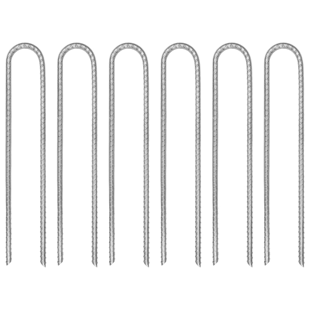 Tent pegs 6 pcs. U-shape 30 cm Ø7 mm Galvanized steel