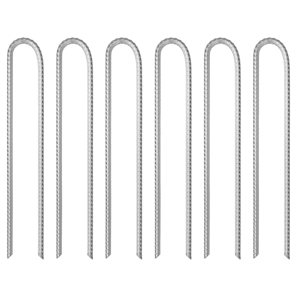 Tent pegs 6 pcs. U-shape 37 cm Ø10 mm Galvanized steel