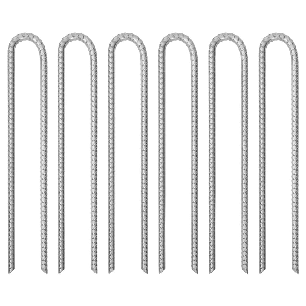 Tent pegs 6 pcs. U-shape 41.5 cm Ø12 mm Galvanized steel