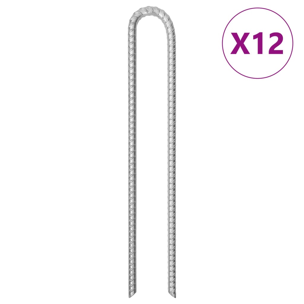 Tent pegs 12 pcs. U-shape 41.5 cm Ø12 mm Galvanized steel