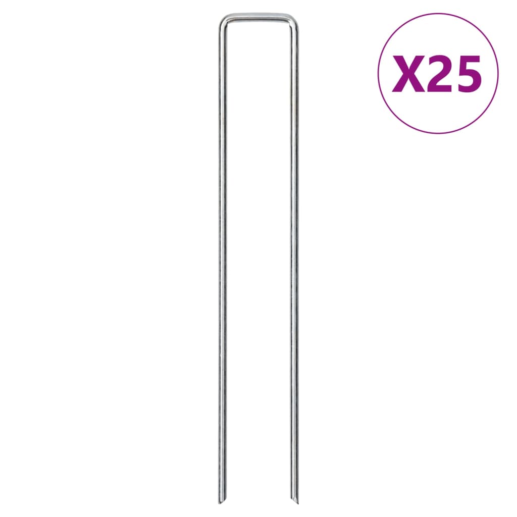 Ground anchors 25 pcs. U-shape 20x4 cm galvanized steel