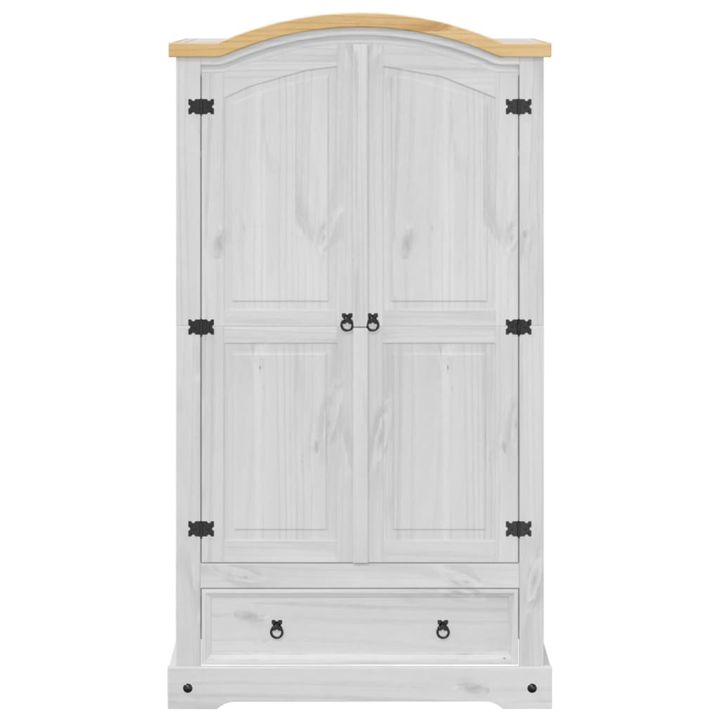 Kleiderschrank Corona Weiß 102x52x186 cm Massivholz Kiefer