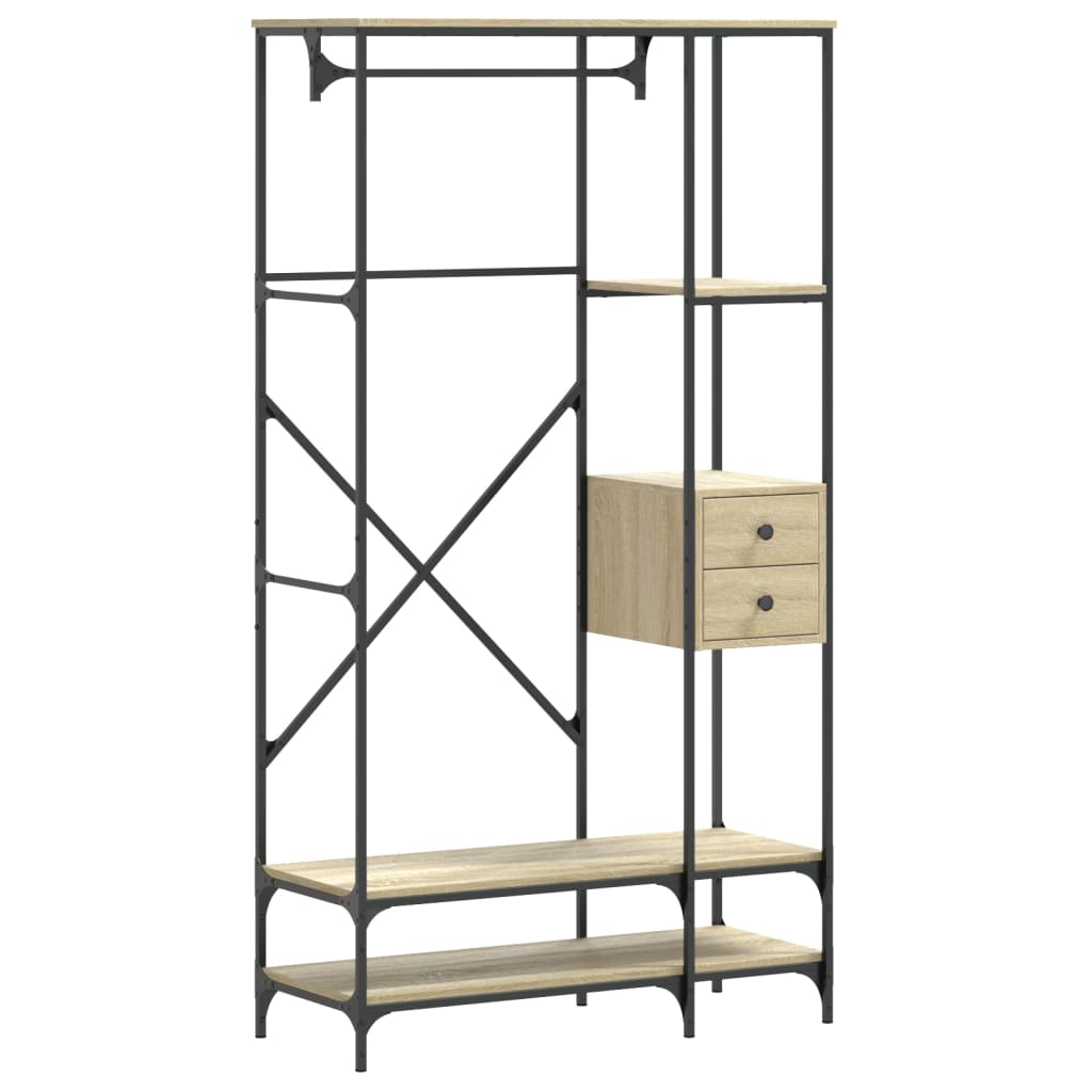 Clothes rack with shelves Sonoma oak wood material