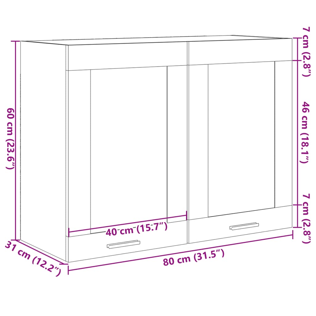 Hängeglasschrank Lyon Sonoma-Eiche 80x31x60 cm Holzwerkstoff