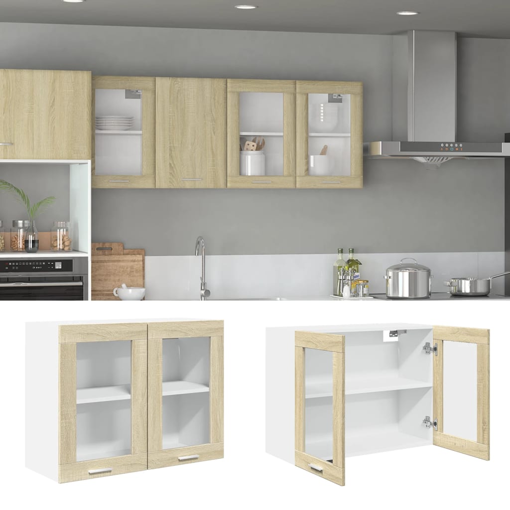 Hängeglasschrank Lyon Sonoma-Eiche 80x31x60 cm Holzwerkstoff