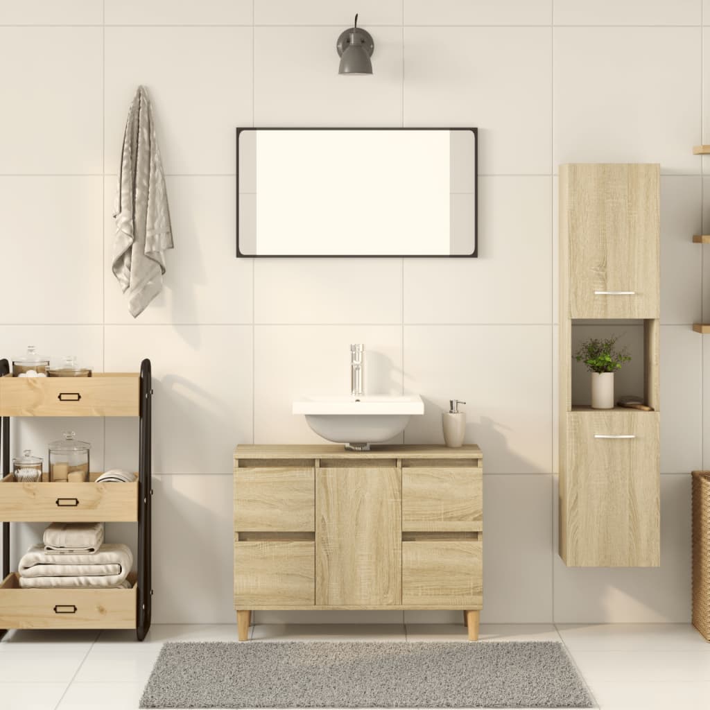 Bathroom Cabinet Sonoma Oak 30x30x130 cm Wood Material