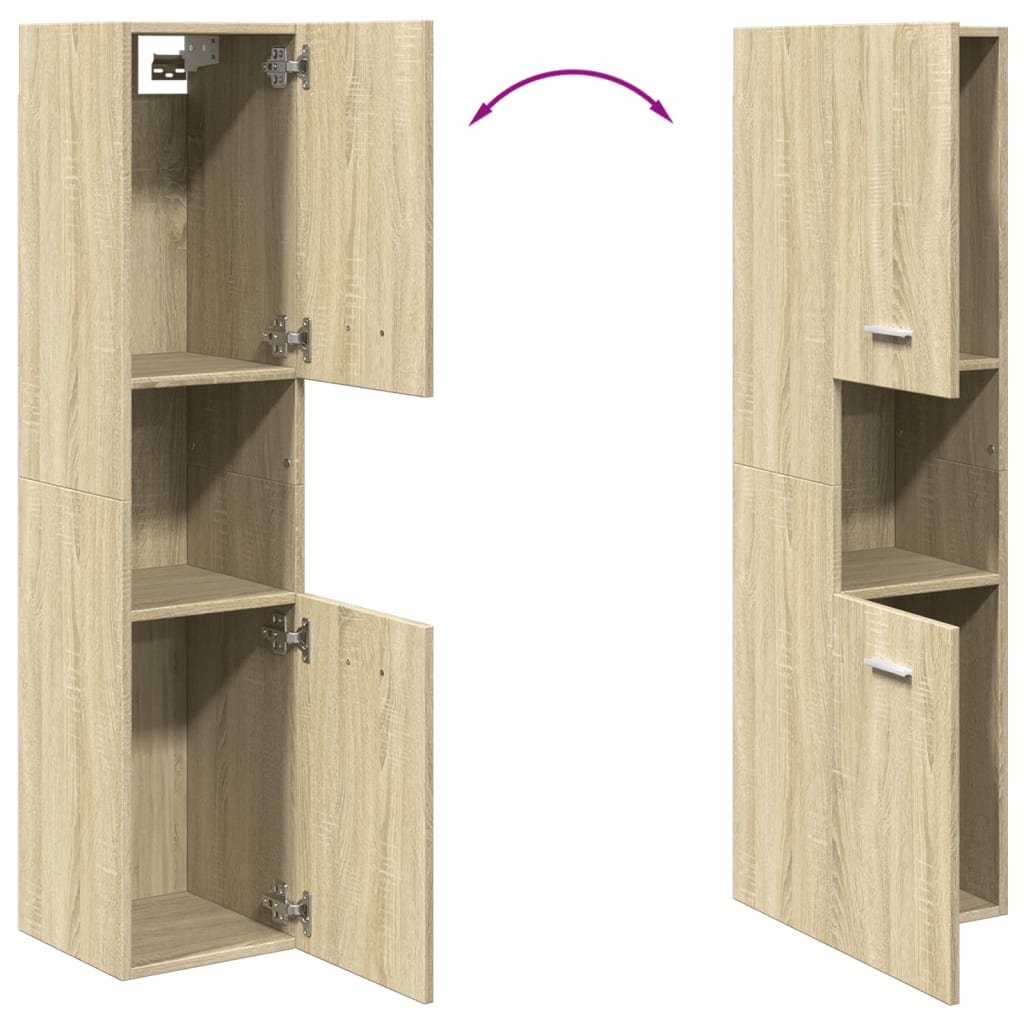Bathroom Cabinet Sonoma Oak 30x30x130 cm Wood Material