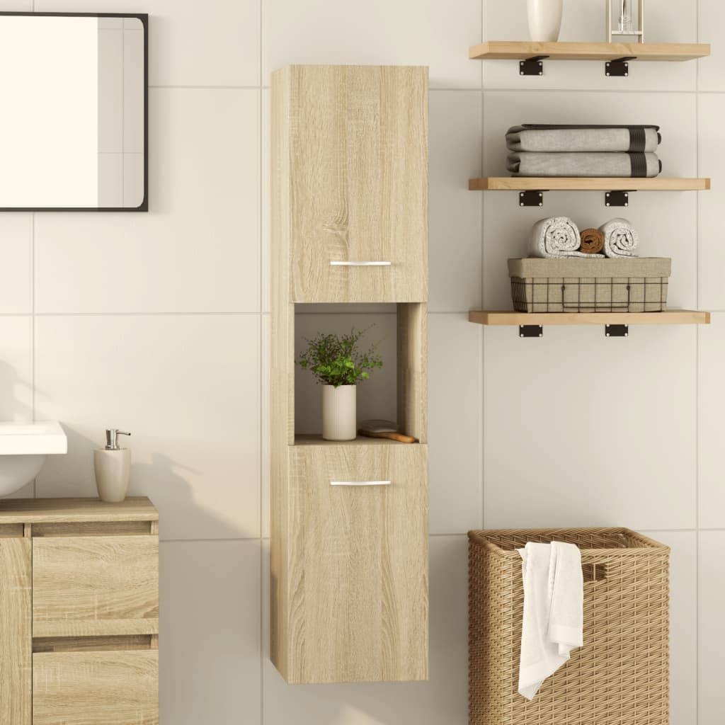 Bathroom Cabinet Sonoma Oak 30x30x130 cm Wood Material