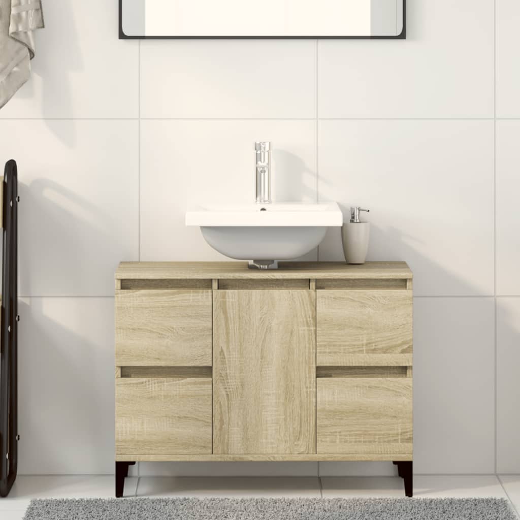 Washbasin base cabinet Sonoma oak 80x33x60 cm wood material