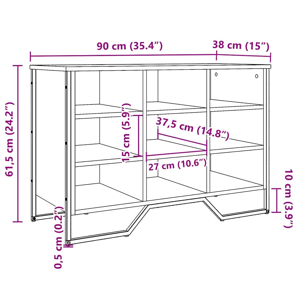 Schuhregal Grau Sonoma 90x38x61,5 cm Holzwerkstoff