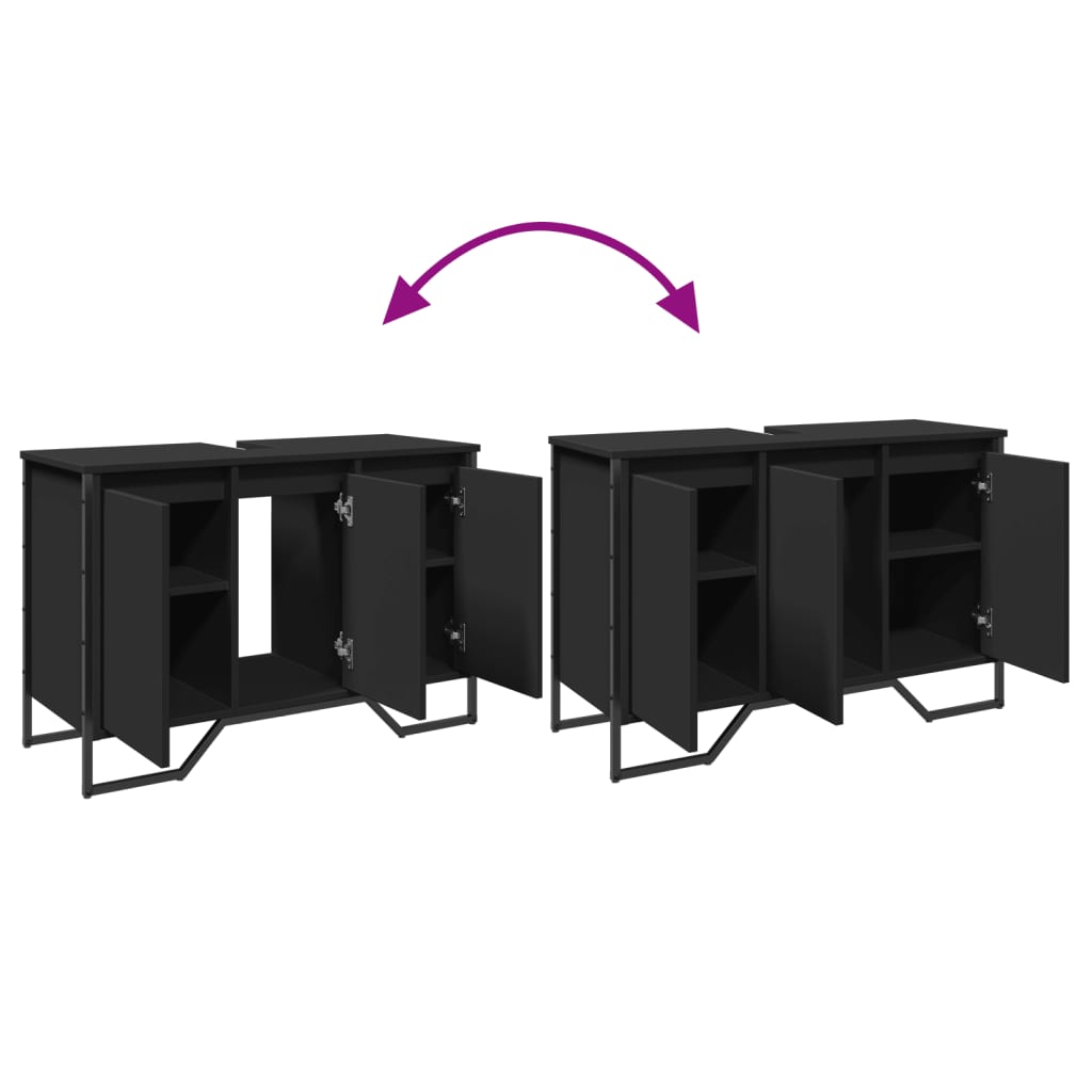 Waschbeckenunterschrank Schwarz 91x35x60 cm Holzwerkstoff