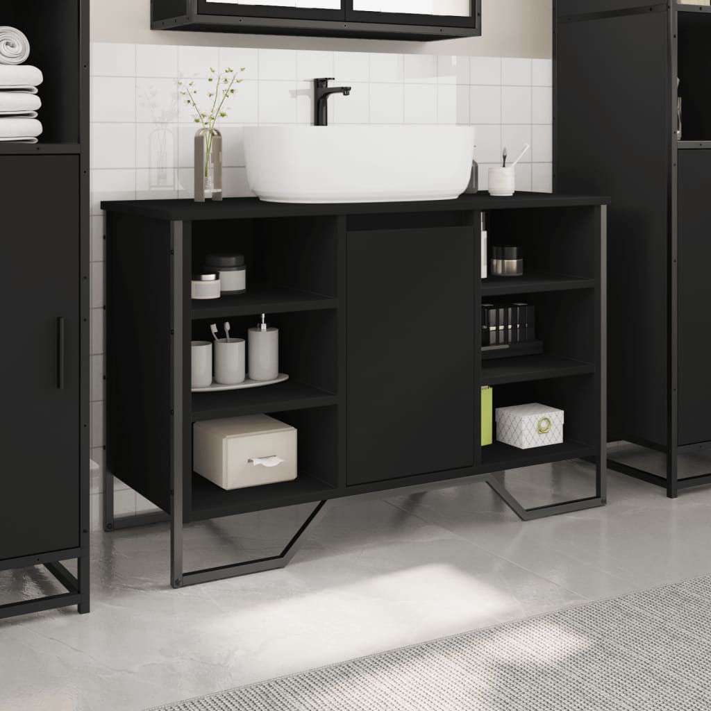 Vanity unit black 91x35x60 cm wood-based material