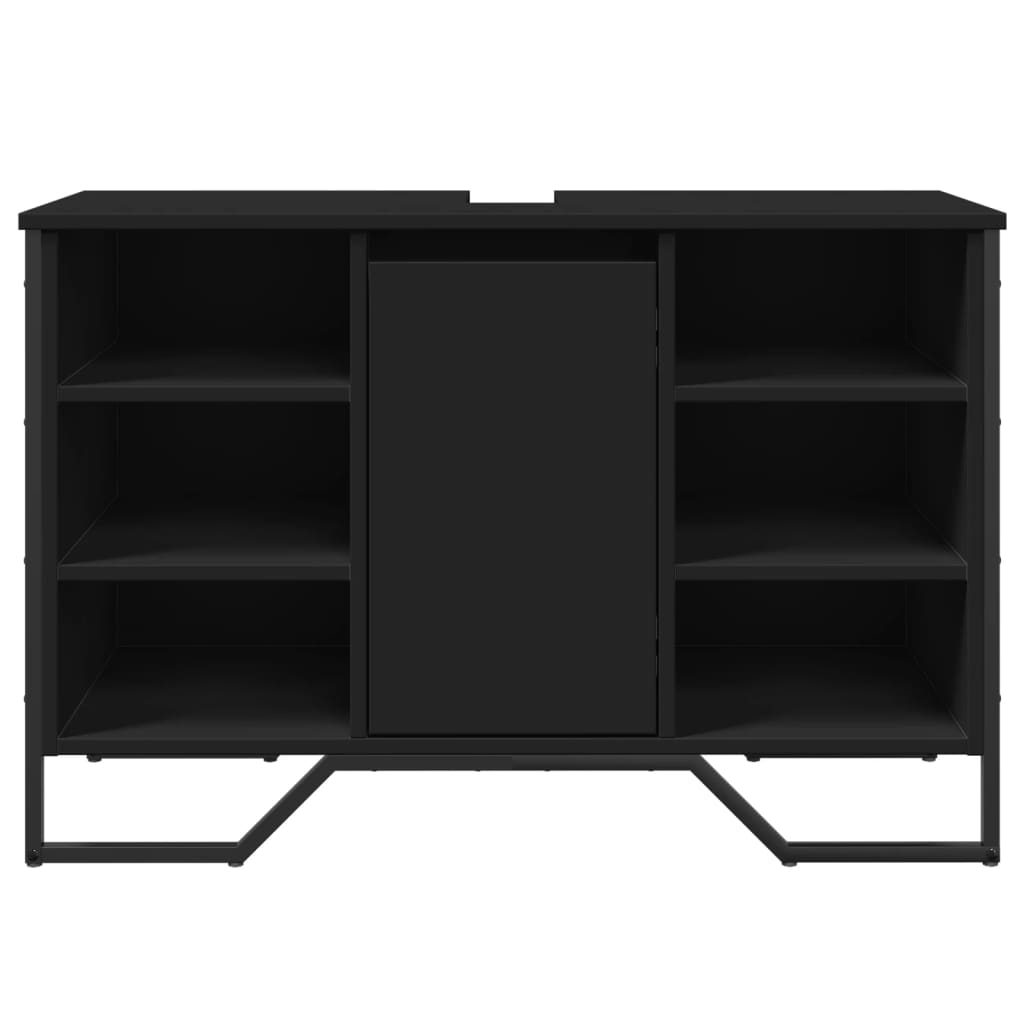 Vanity unit black 91x35x60 cm wood-based material
