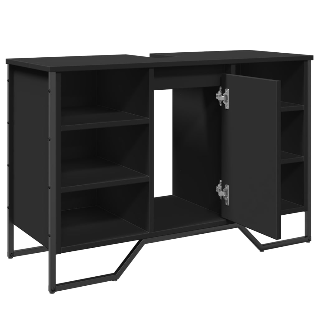 Vanity unit black 91x35x60 cm wood-based material