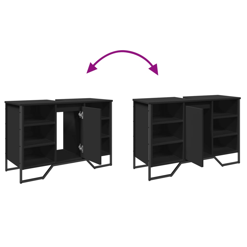 Vanity unit black 91x35x60 cm wood-based material