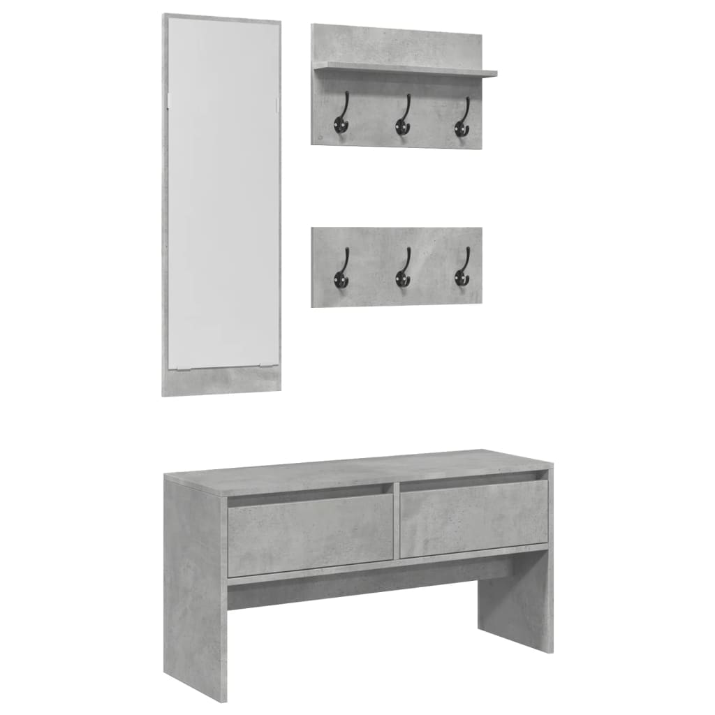 4-piece wardrobe set concrete grey wood material