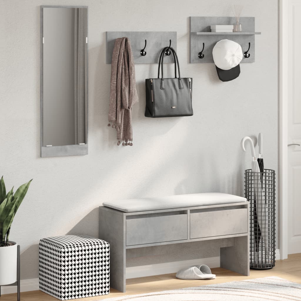4-piece wardrobe set concrete grey wood material