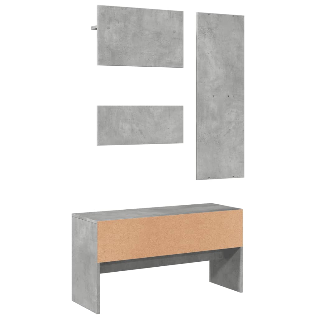 4-piece wardrobe set concrete grey wood material