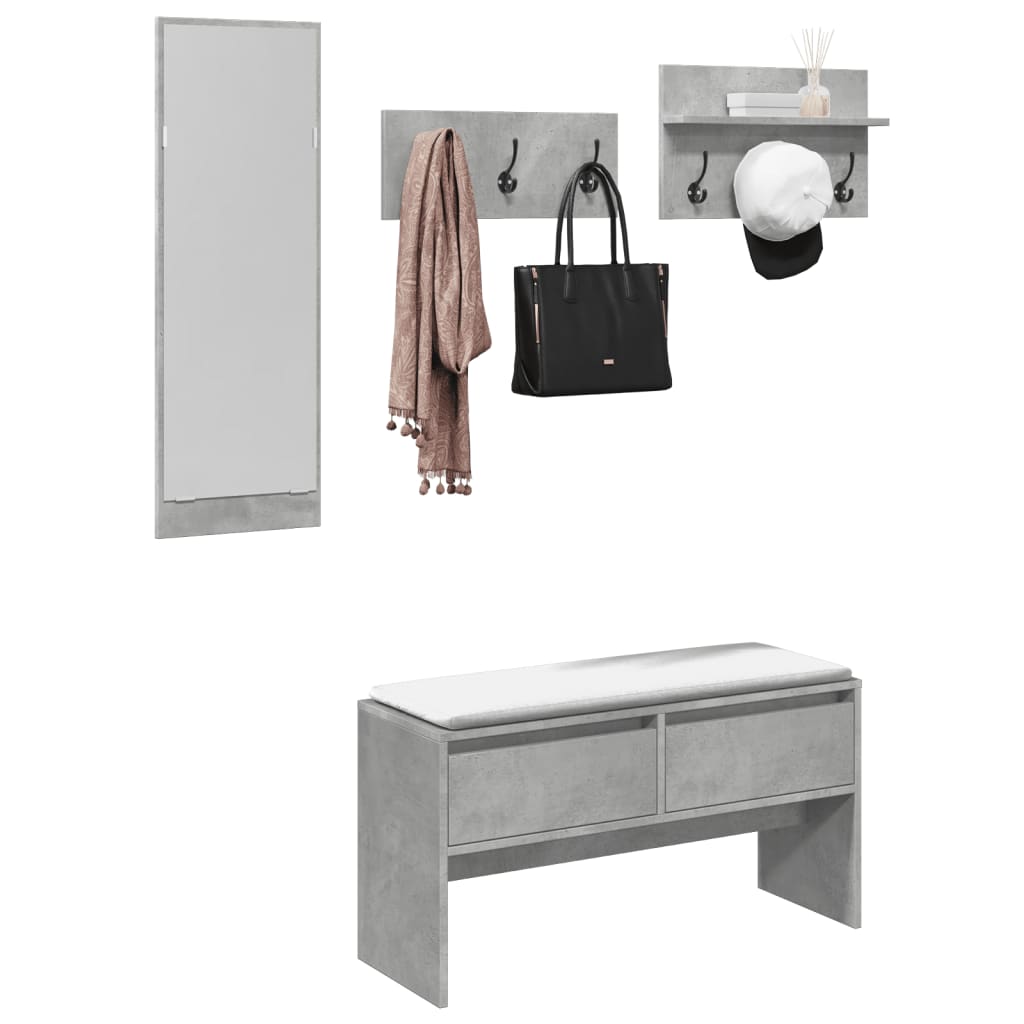 4-piece wardrobe set concrete grey wood material