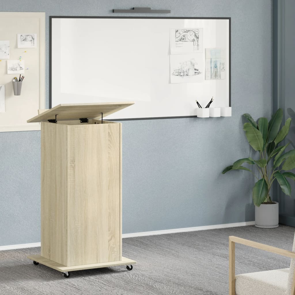 Lectern with wheels &amp; drawer Sonoma oak 55x55x107 cm