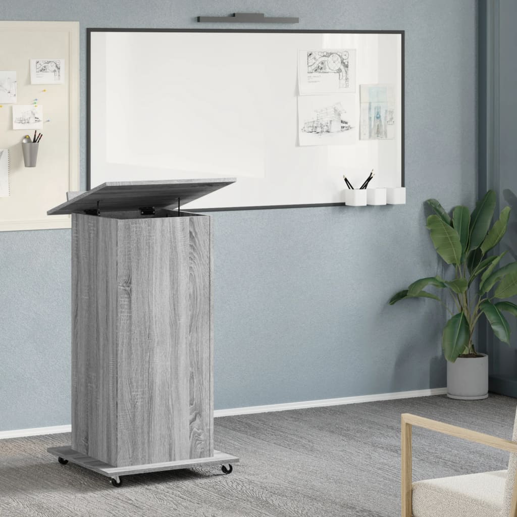 Lectern with wheels &amp; drawer Gray Sonoma 55x55x107 cm