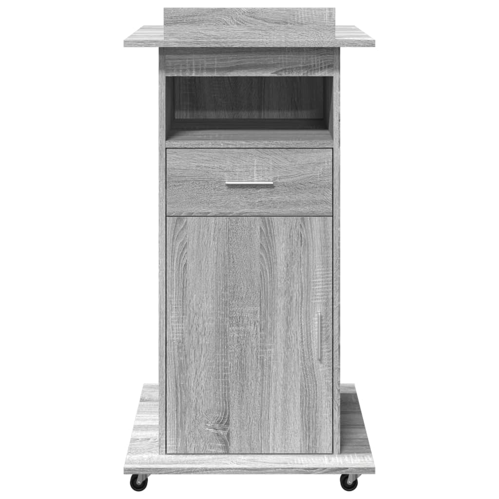 Lectern with wheels &amp; drawer Gray Sonoma 55x55x107 cm