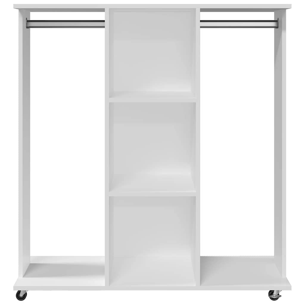 Wardrobe with wheels white 102x38x110 cm wood material