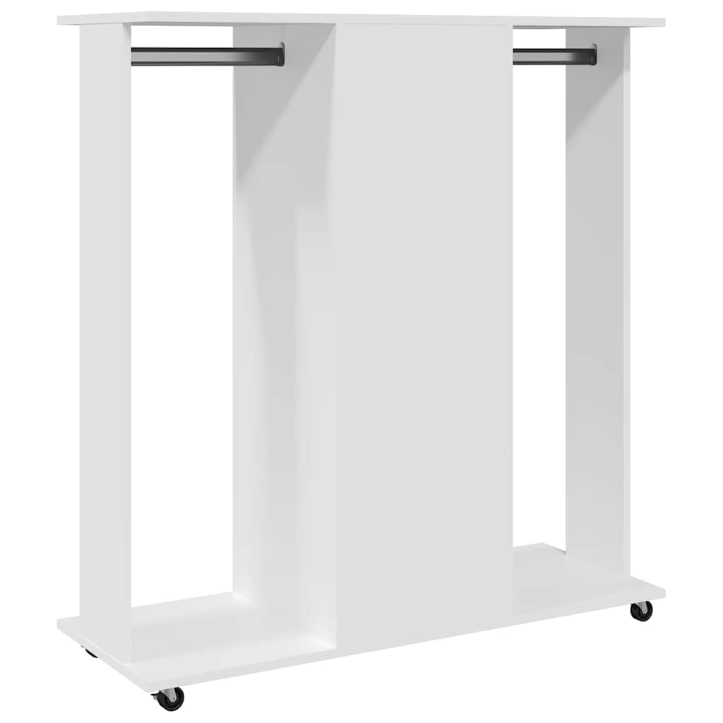 Wardrobe with wheels white 102x38x110 cm wood material