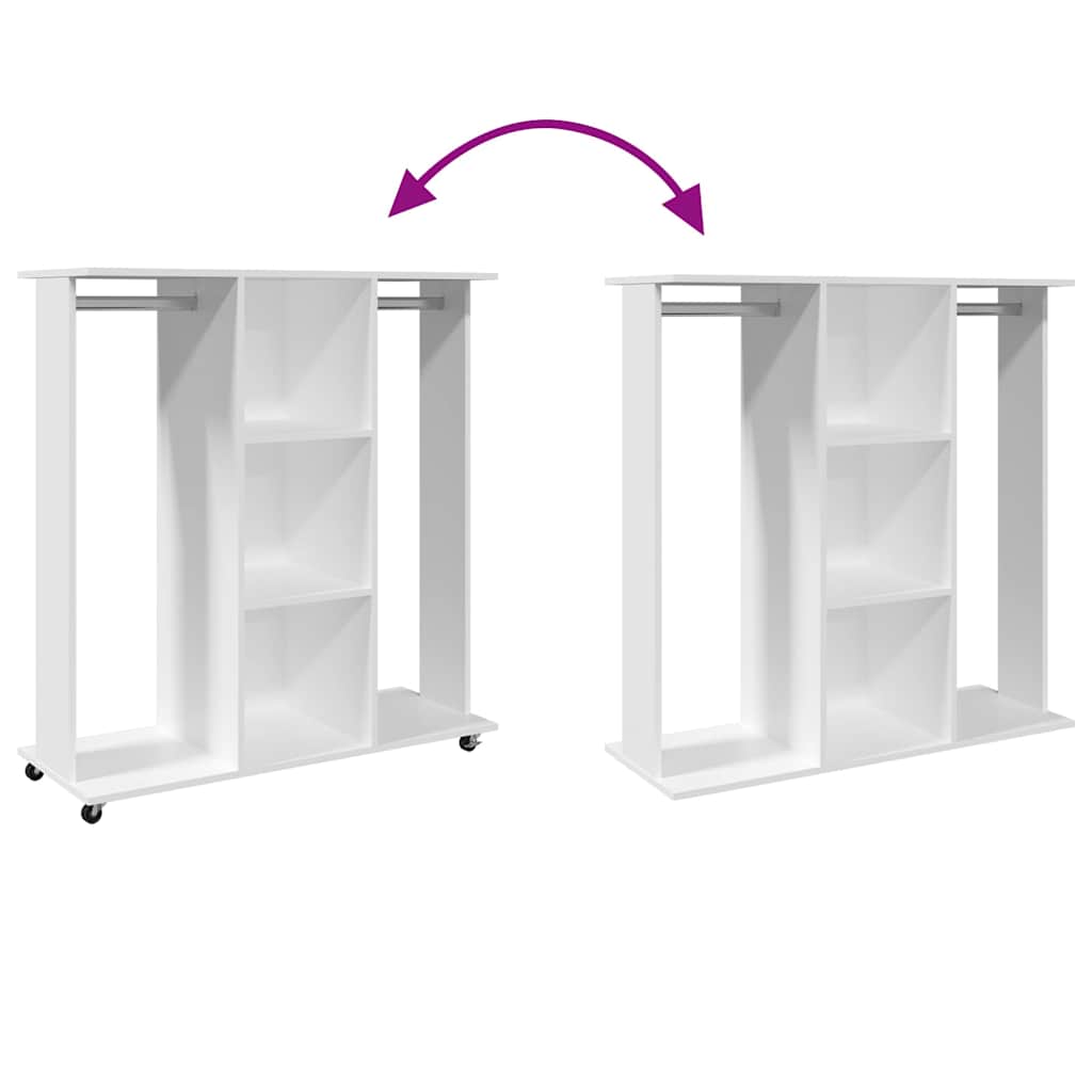 Wardrobe with wheels white 102x38x110 cm wood material