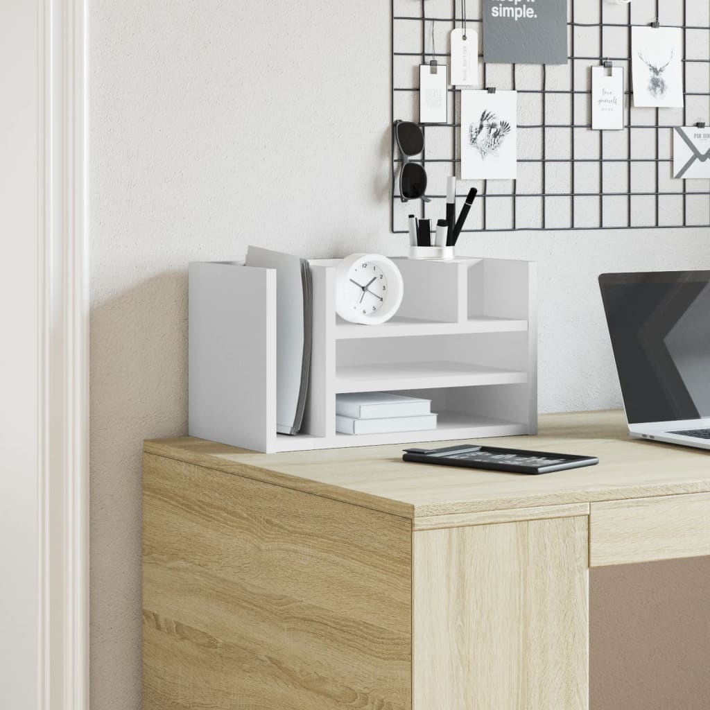 Desk Organizer White 44.5x24x25 cm Wood Material