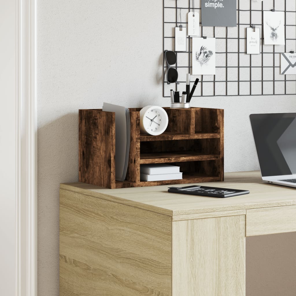 Desk Organizer Smoked Oak 44.5x24x25 cm Wood Material