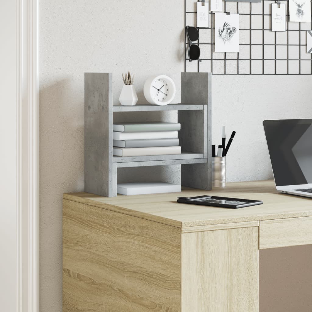 Desk Organizer Concrete Grey 38.5x17x39 cm Wood Material