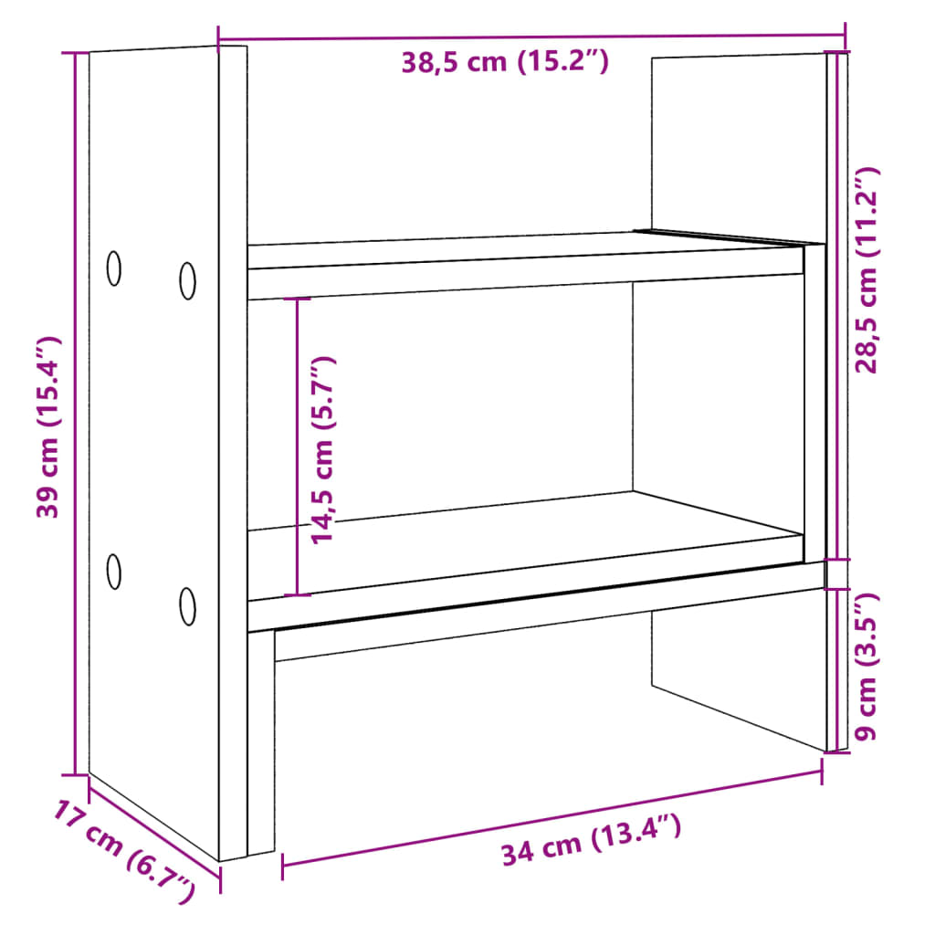 Desk Organizer Concrete Grey 38.5x17x39 cm Wood Material