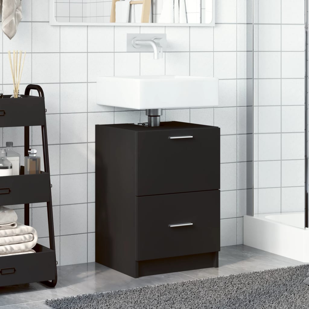 Vanity unit black 40x37x59 cm wood-based material
