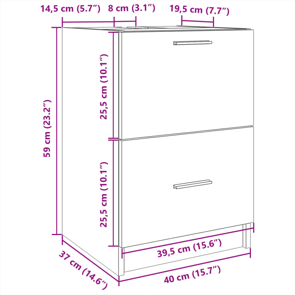 Vanity unit black 40x37x59 cm wood-based material