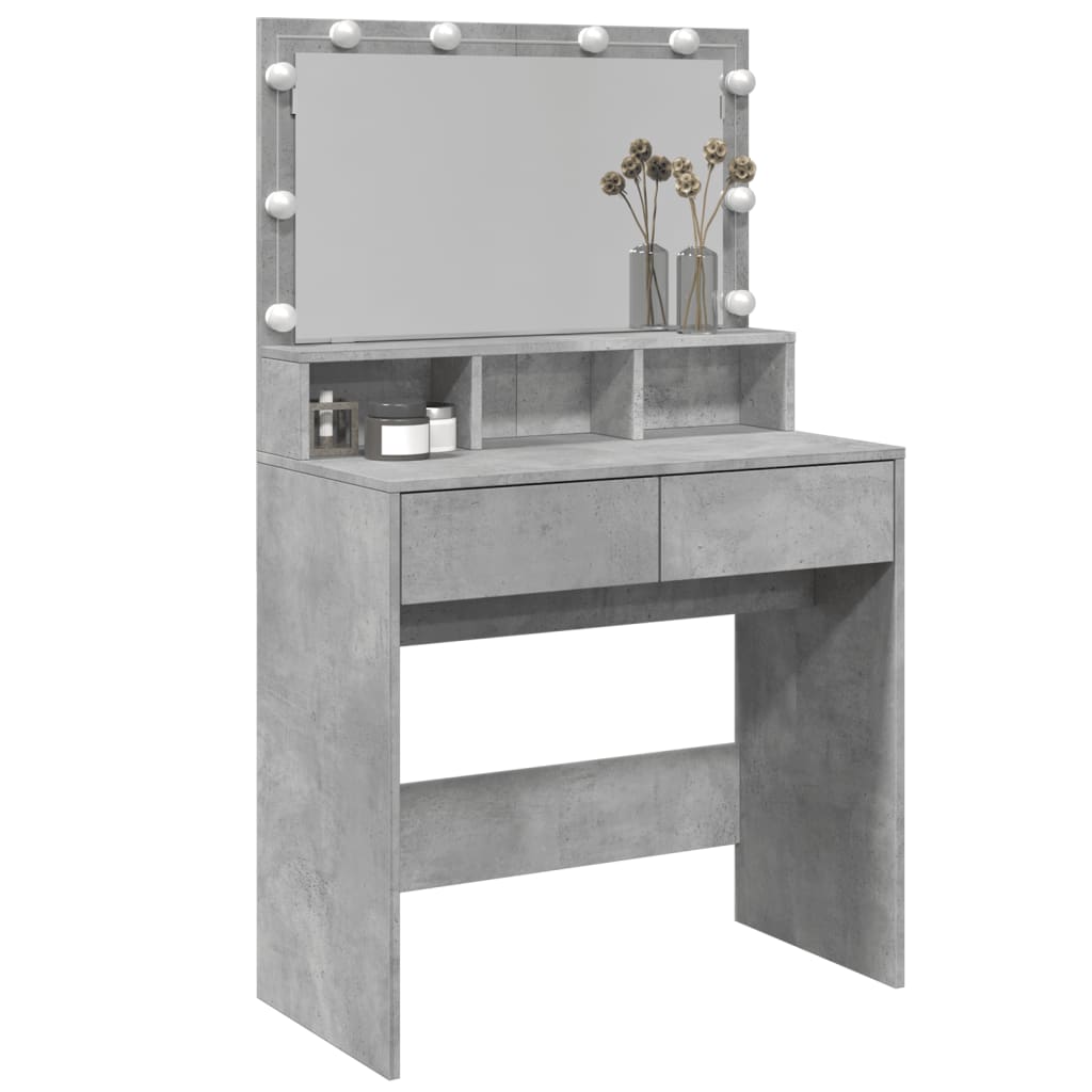 Dressing table with LED lighting, concrete grey, 80 x 41 x 134.5 cm