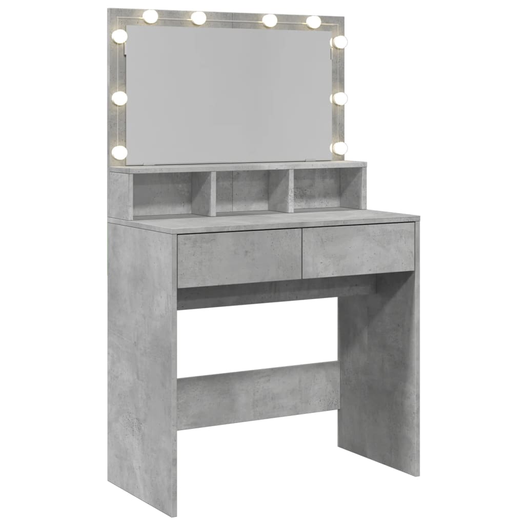 Dressing table with LED lighting, concrete grey, 80 x 41 x 134.5 cm