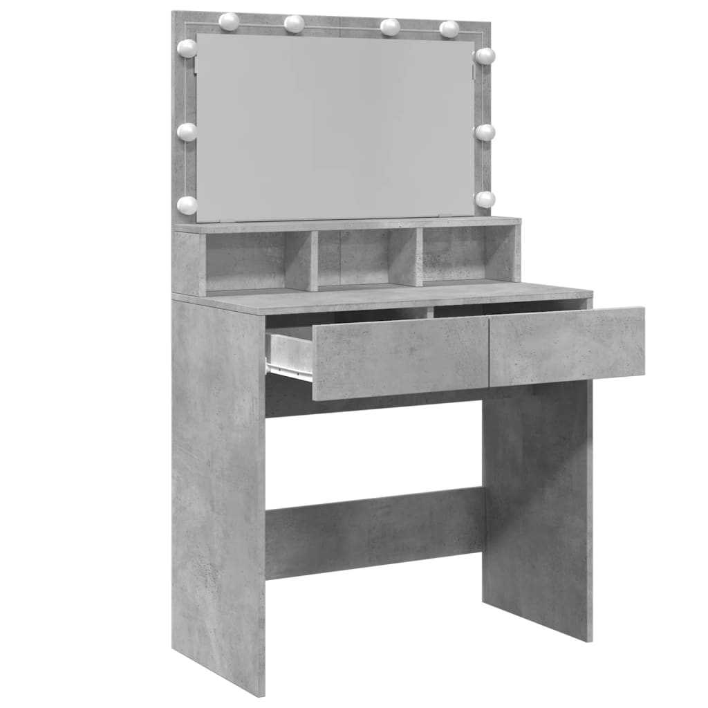 Dressing table with LED lighting, concrete grey, 80 x 41 x 134.5 cm