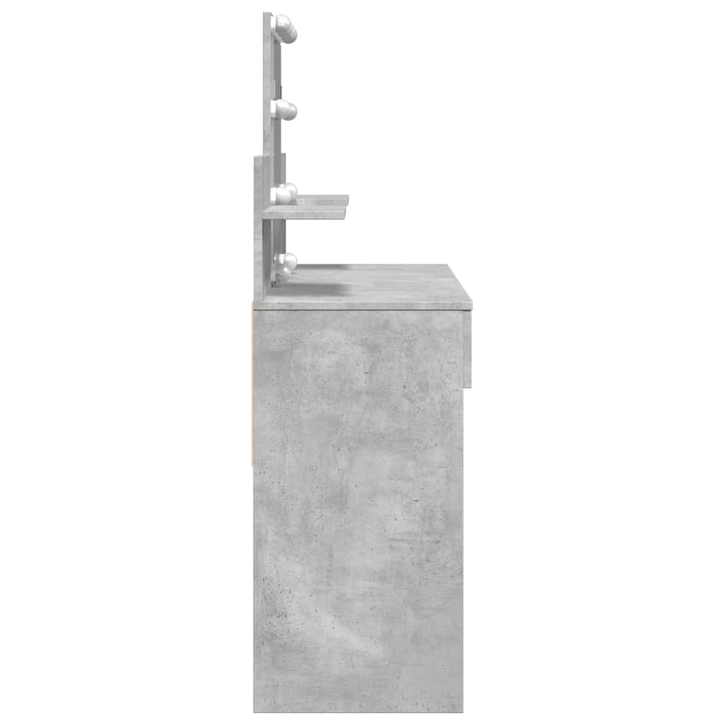 Dressing table with LED lighting concrete grey 100x40x130 cm