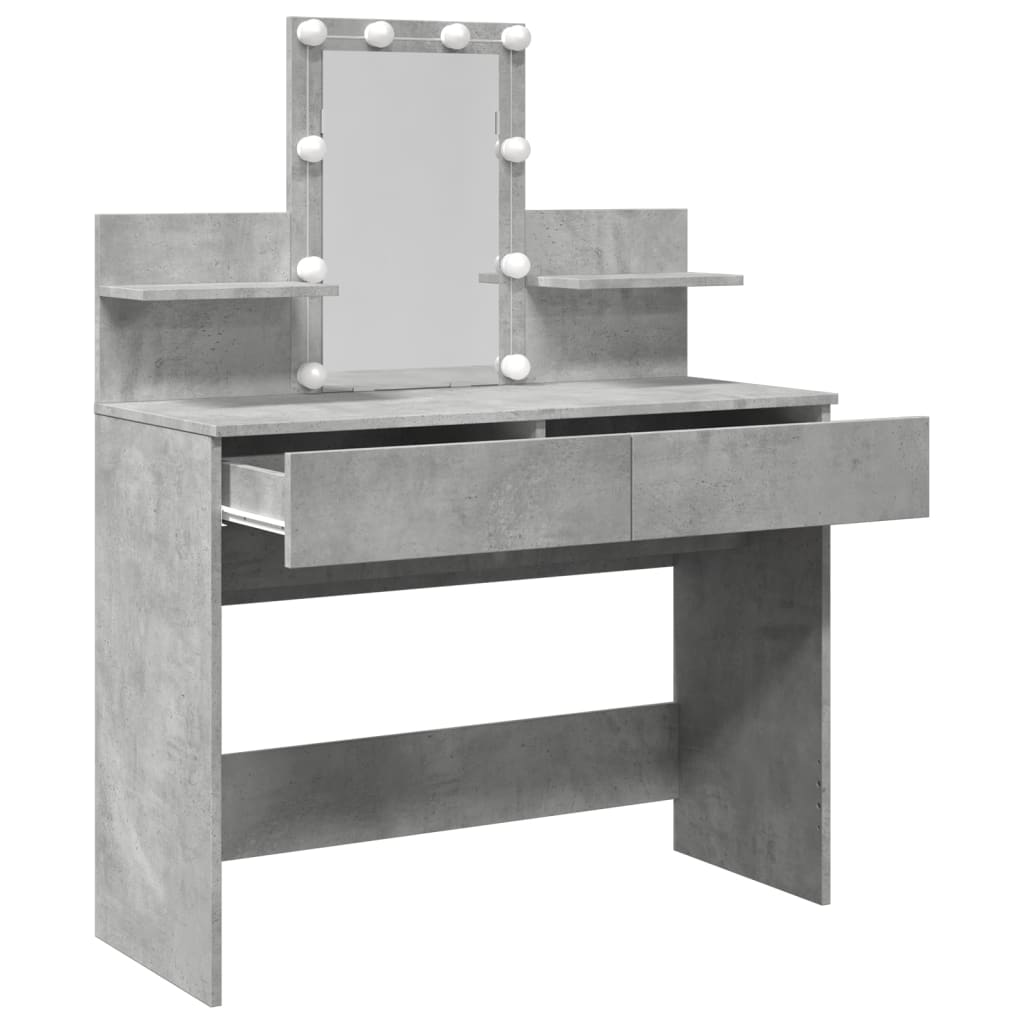 Dressing table with LED lighting concrete grey 100x40x130 cm