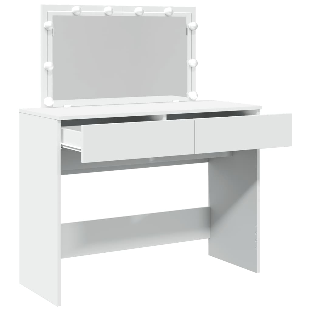 Dressing table with LED lighting white 100x40x120 cm